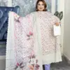 Unstitched Premium cotton 3-piece(Base Ashy white)