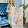 Unstitched Premium cotton 3-piece(Ashy white)