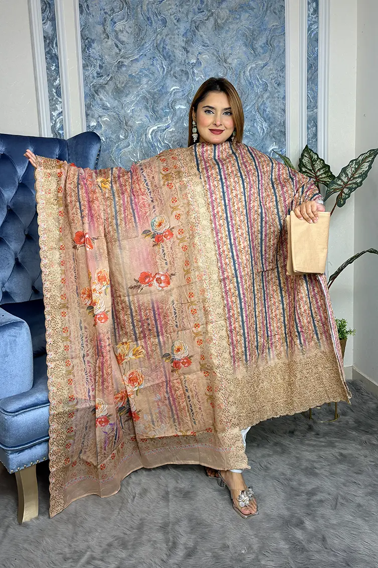 Unstitched Premium cotton 3-piece(Nude Color)