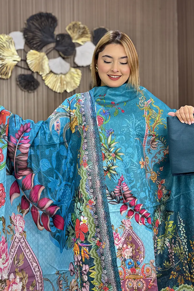 Alternative view of Pakistani Inspired SWISS LAWN 3-piece(Akashi)