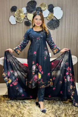 Ganga Premium LAWN 3-piece(Black)