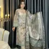 AARZU Premium SWISS LAWN 3-piece(Biscuit Color)