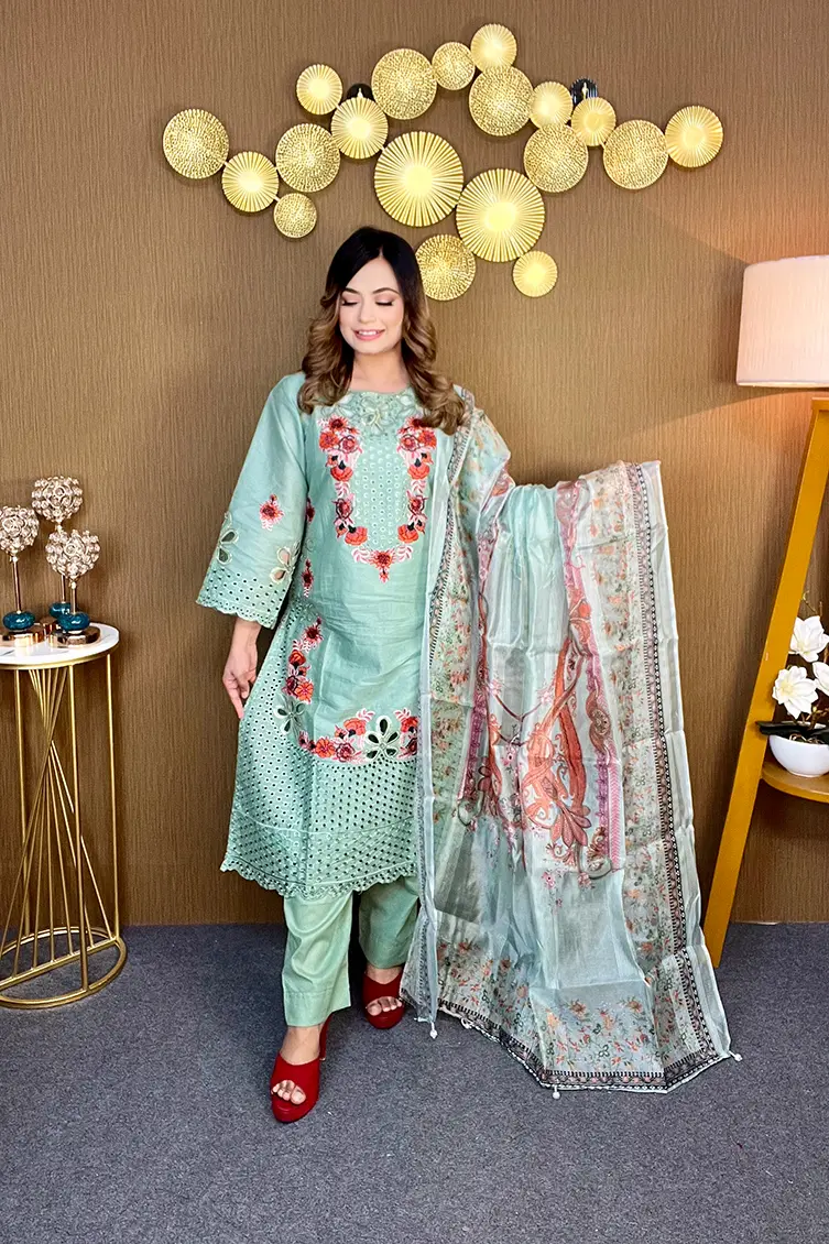 Pakistani Inspired Gorgeous Party 3-piece(Mint)