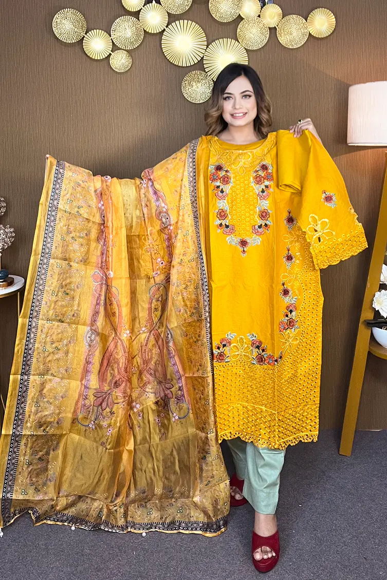 Pakistani Inspired Gorgeous Party 3-piece(Mustard)