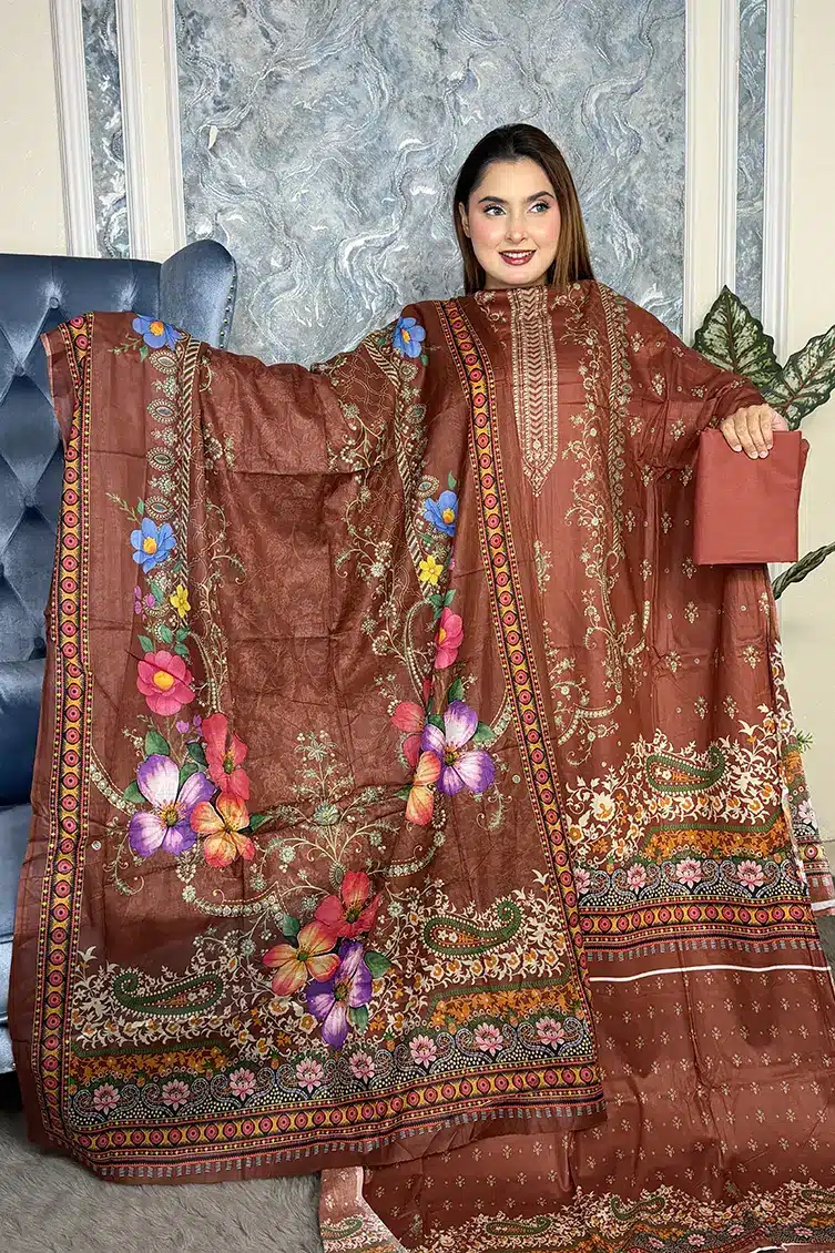 Alternative view of Suprita Premium SWISS LAWN 3-piece(Wine Meroon)