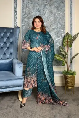 Premium SWISS LAWN 3-piece(Sea Green)