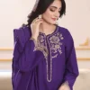 Royal Purple Embroidered Premium Cotton 3-Piece